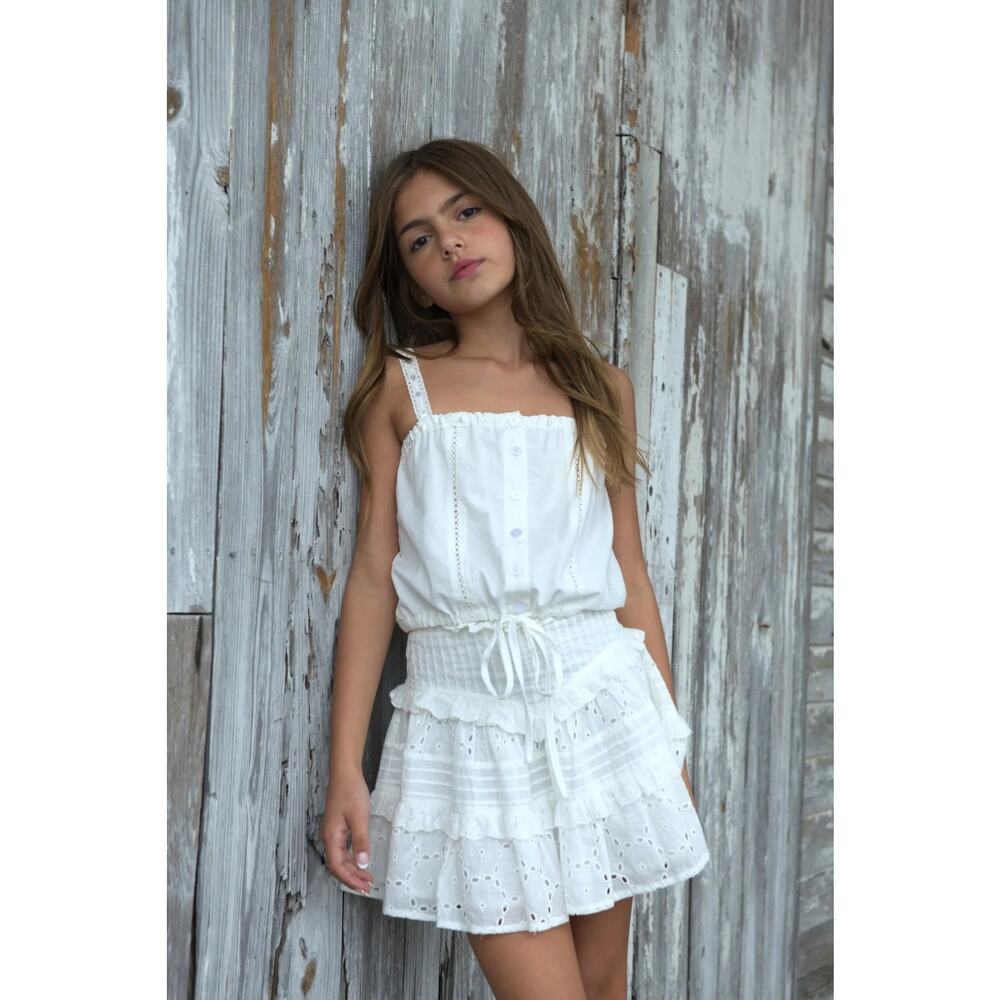 Katie J NYC Willow Tween Lace Top Creme Brulee Yellow NEW Size Large 12 - Picture 4 of 5